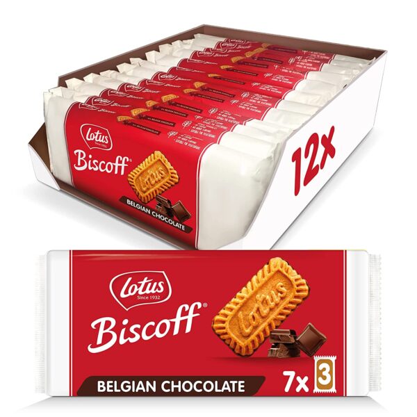 Lotus Biscoff with Chocolate - European Biscuit Cookies - 5.4 Ounce (Pack of 12)